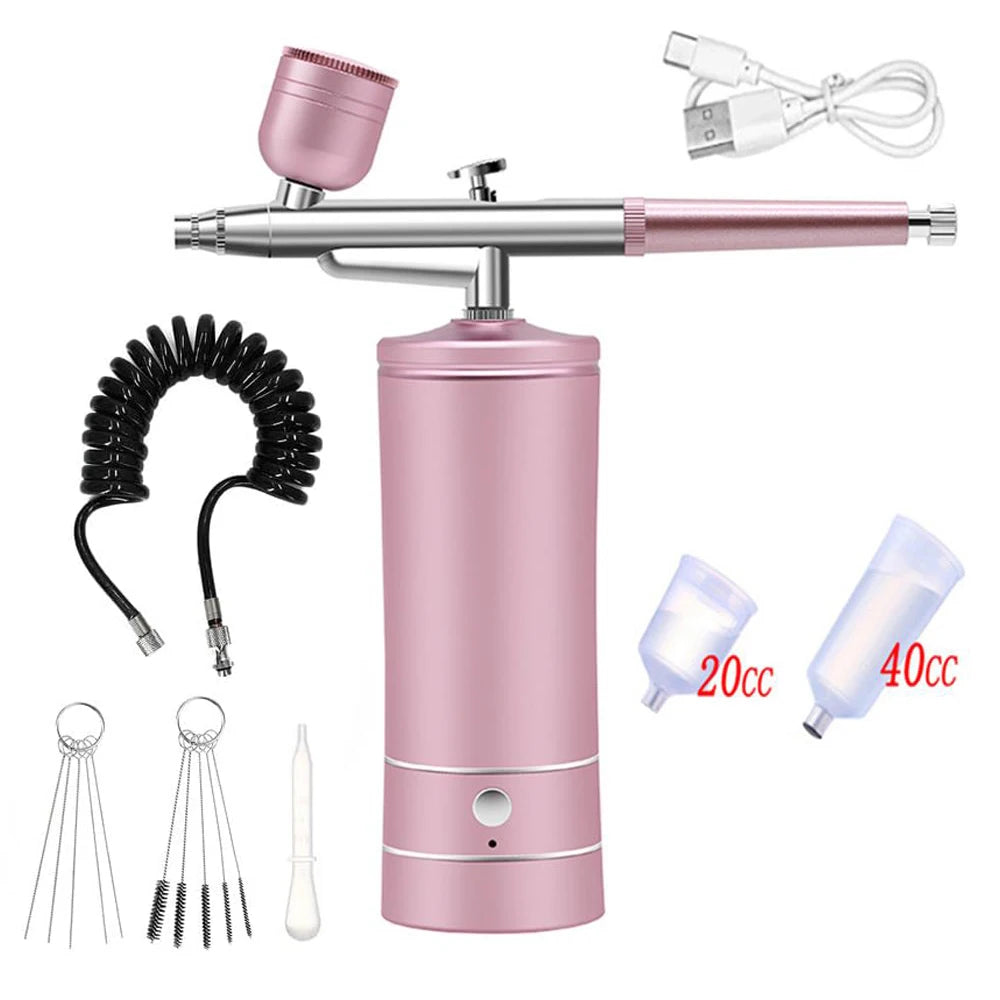ZHIYU K10 Airbrush Nail Kit &ndash; Portable Sprayer For Nails Pink
