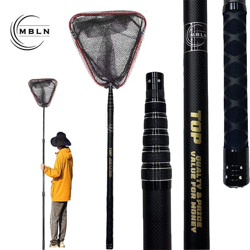 MBLN Portable Carbon Fiber Fishing Net with Retractable Alloy Head