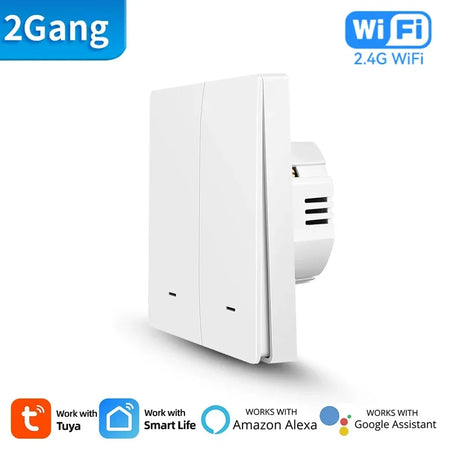 Tuya Smart WiFi Wall Light Switch &ndash; Push Button Control with/No Neutral Wire WiFi 2 gang / CHINA / No Neutral Wire
