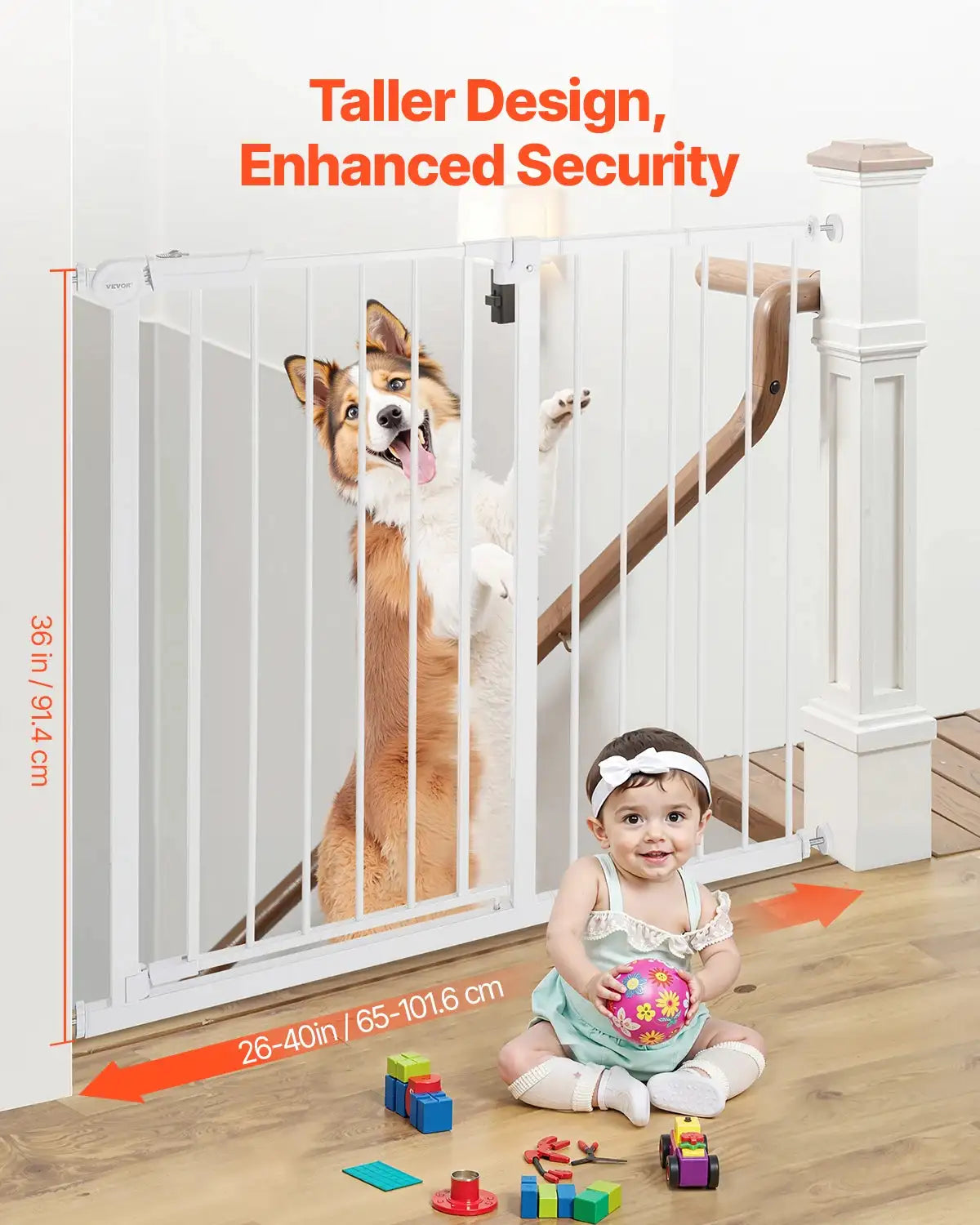 Baby Gate 28 30 36 Inches High &ndash; No Drill Design