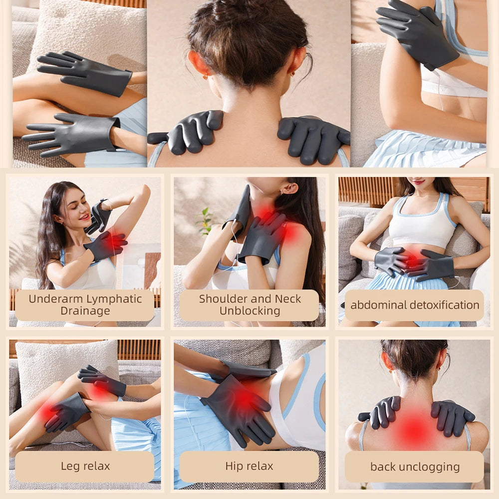 Electric Pulse Massage Gloves with Remote - EMS TENS for Full Body Relaxation
