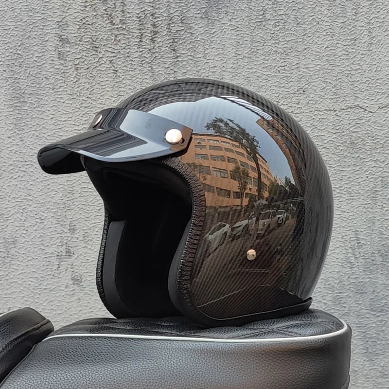 ORZ Carbon Fiber Retro Open Face Helmet &ndash; Ultra Lightweight