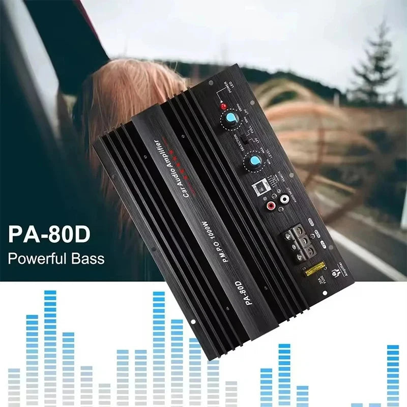 Placă Amplificator Universal pentru Mașină PA-80D, 12V 1000W Mono Audio pentru Mașină