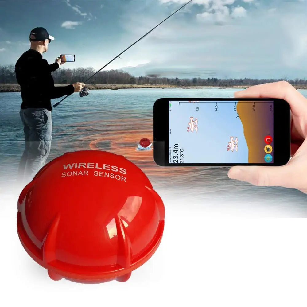 FindFish Wireless Fish Finder Sonar Sensor | Portable Echo Sounder for Fishing red