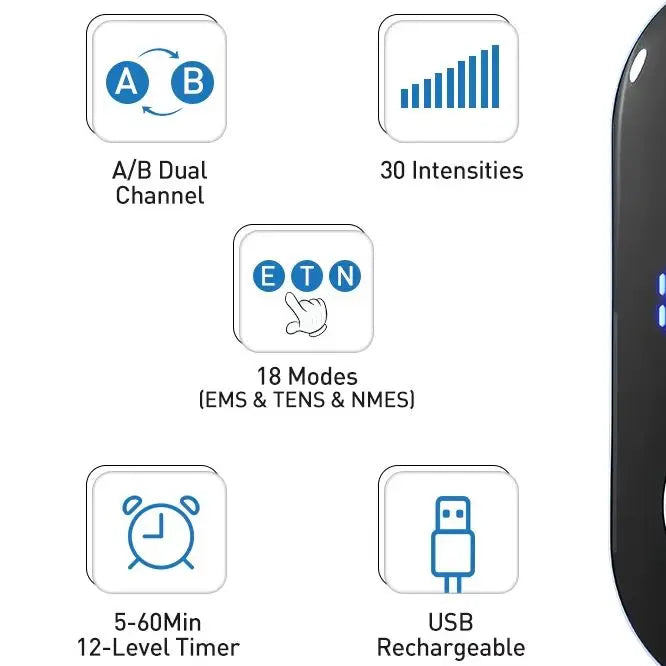 Ms Dear NMES TENS EMS Μασάζ με 18 Λειτουργίες 2 Κανάλια