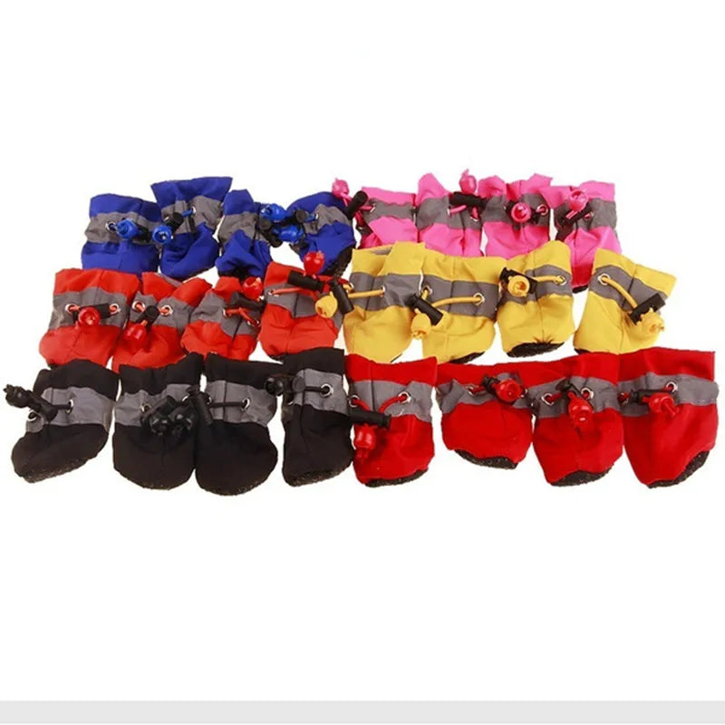 Waterproof Anti-Slip Pet Dog Shoes - 4pcs Set for Small Cats &amp; Dogs