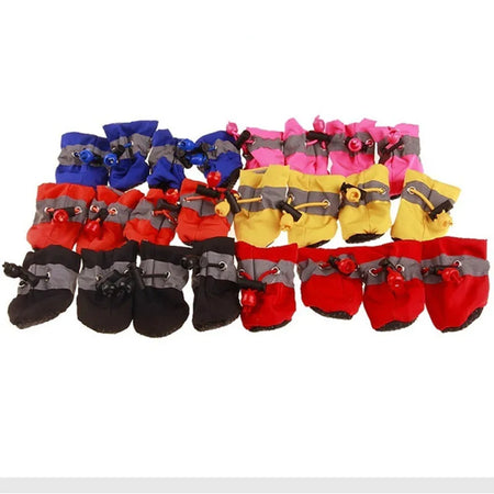 Waterproof Anti-Slip Pet Dog Shoes - 4pcs Set for Small Cats &amp; Dogs
