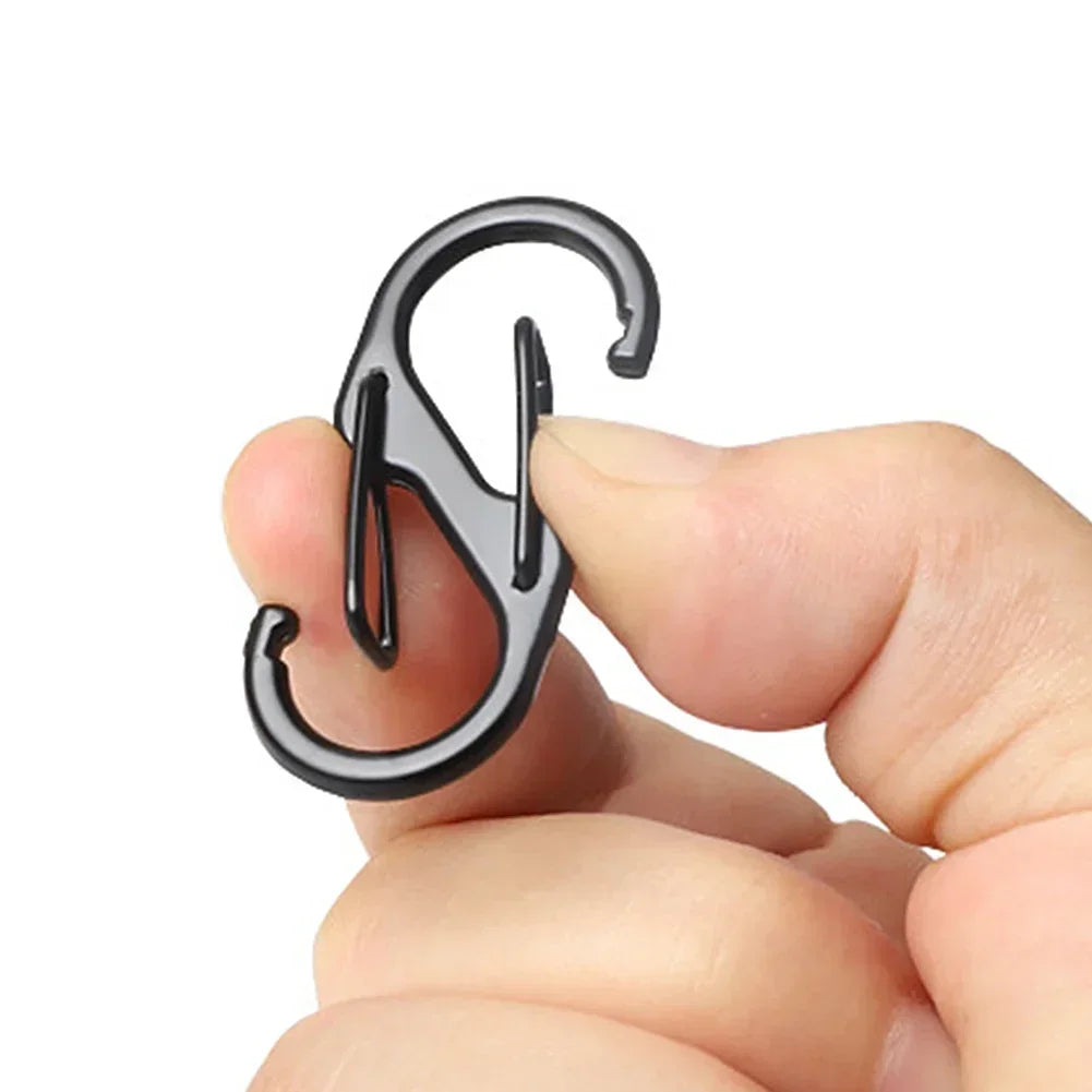 10pcs Mini S-Type Stainless Steel Locking Carabiners for Outdoor and Camping