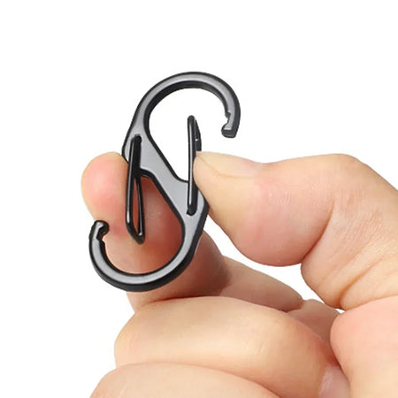 10pcs Mini S-Type Stainless Steel Locking Carabiners for Outdoor and Camping