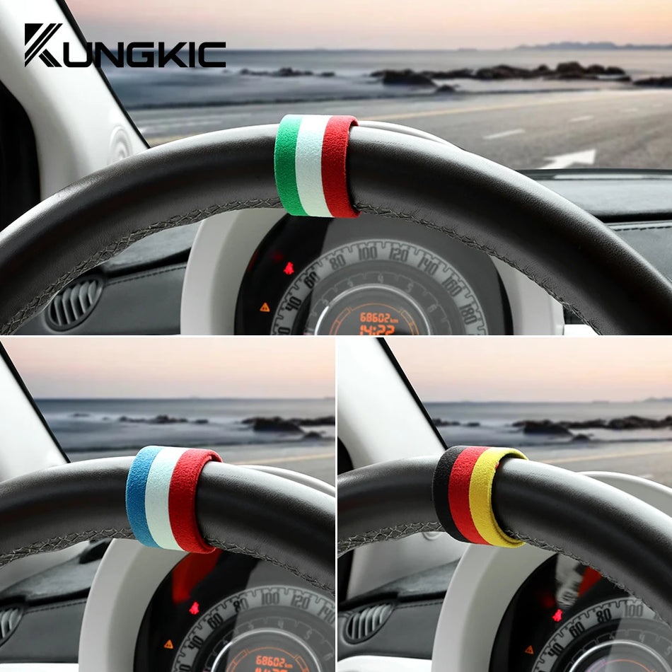 Steering Wheel Trim Ring Premium Suede For Fiat Abarth 500 595 695