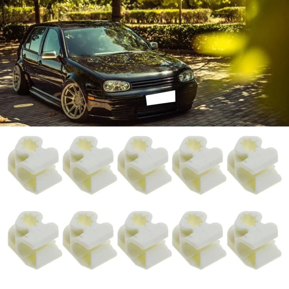Volkswagen Golf Mk4 pidurivooliku klambrid 6 pakki valgest plastikust, kindlustab pidurivoolikud