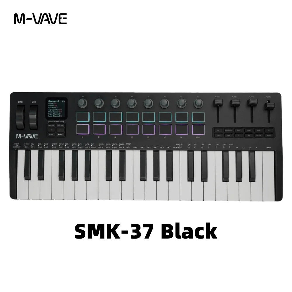 M-VAVE SMK-37 PRO MIDI Controller Keyboard &ndash; RGB Pads SMK-37 black