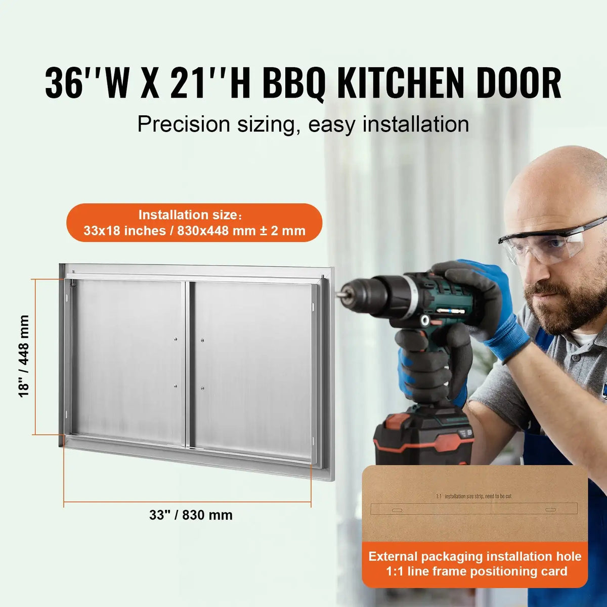 Stainless Steel BBQ Access Door Flush Mount Outdoor Kitchen