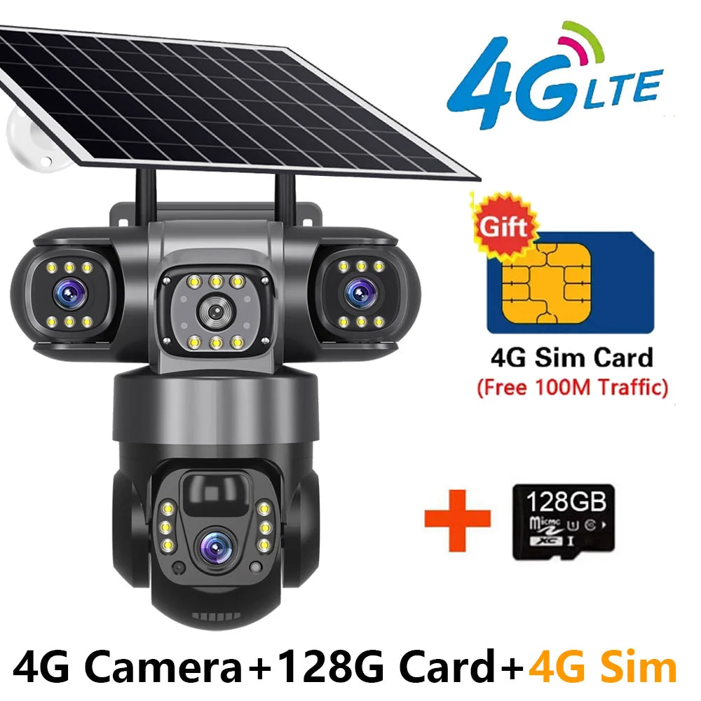 Solar 4G Sim Outdoor Camera - 12MP, 10X Zoom 4G Camera 128G