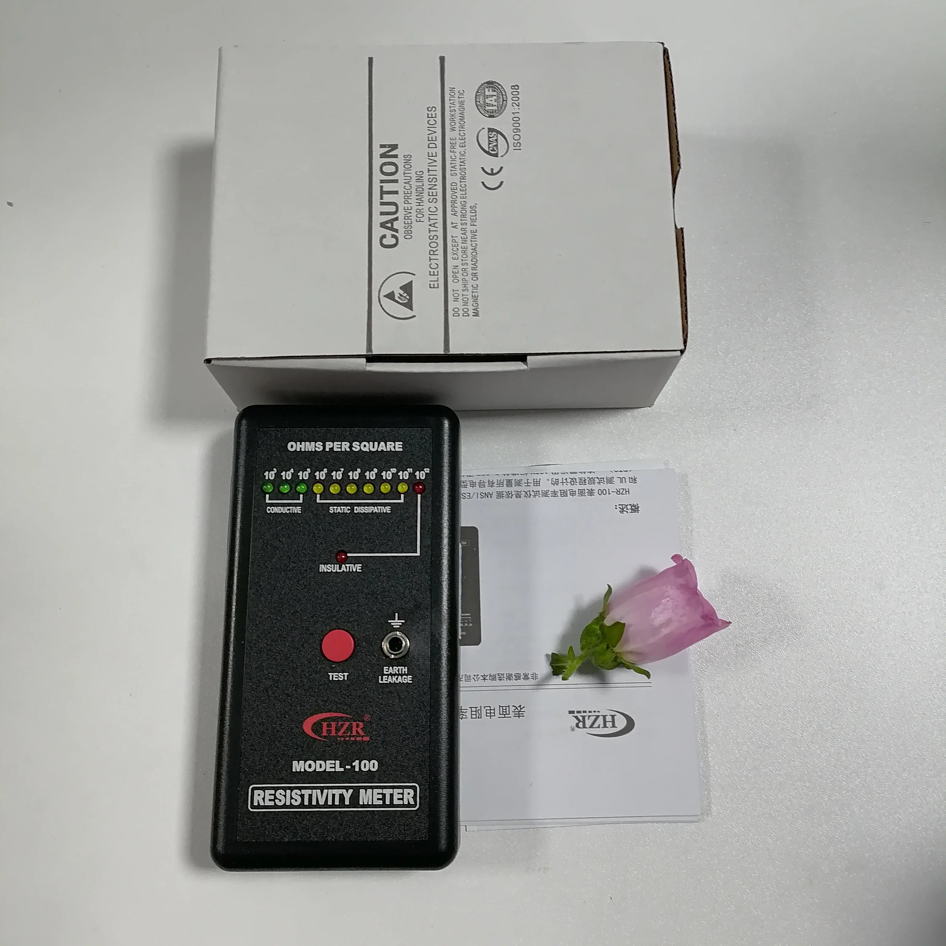 MODEL-100 Surface Resistance Meter - Accurate ESD Testing MODEL-100 with box
