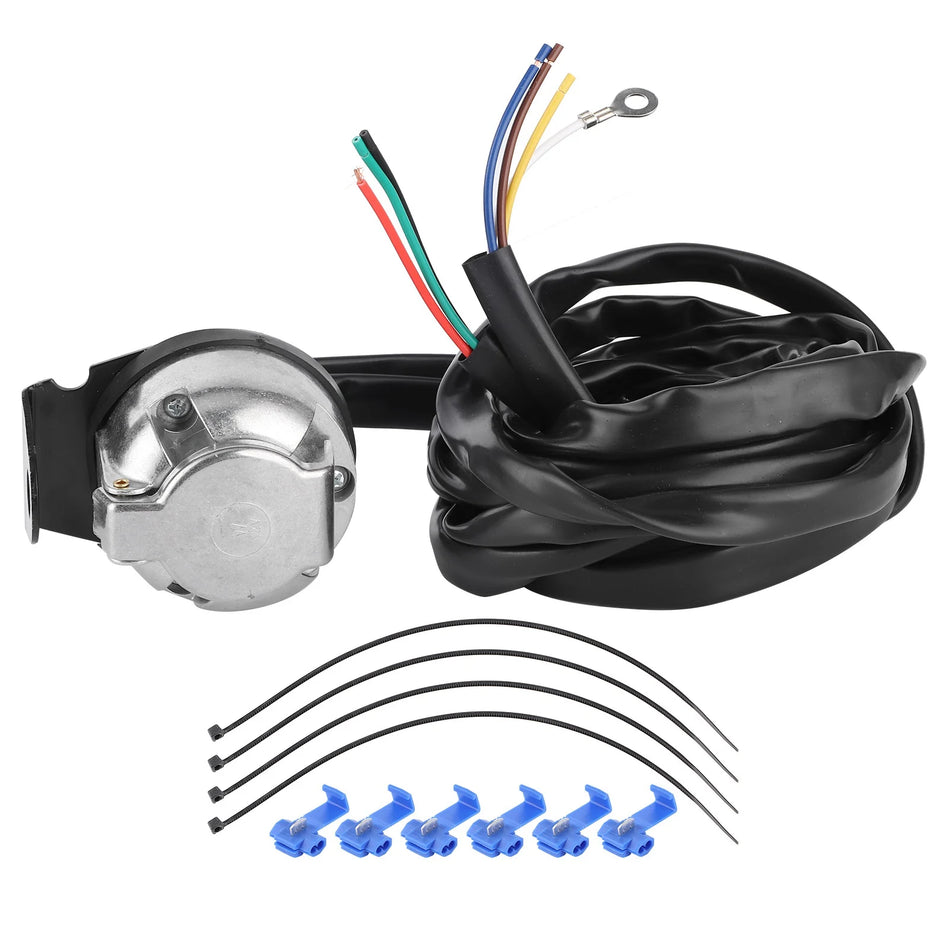 7 kontaktų RV LED priekabos jungties lizdas su variniais laidais, 2m kabelis