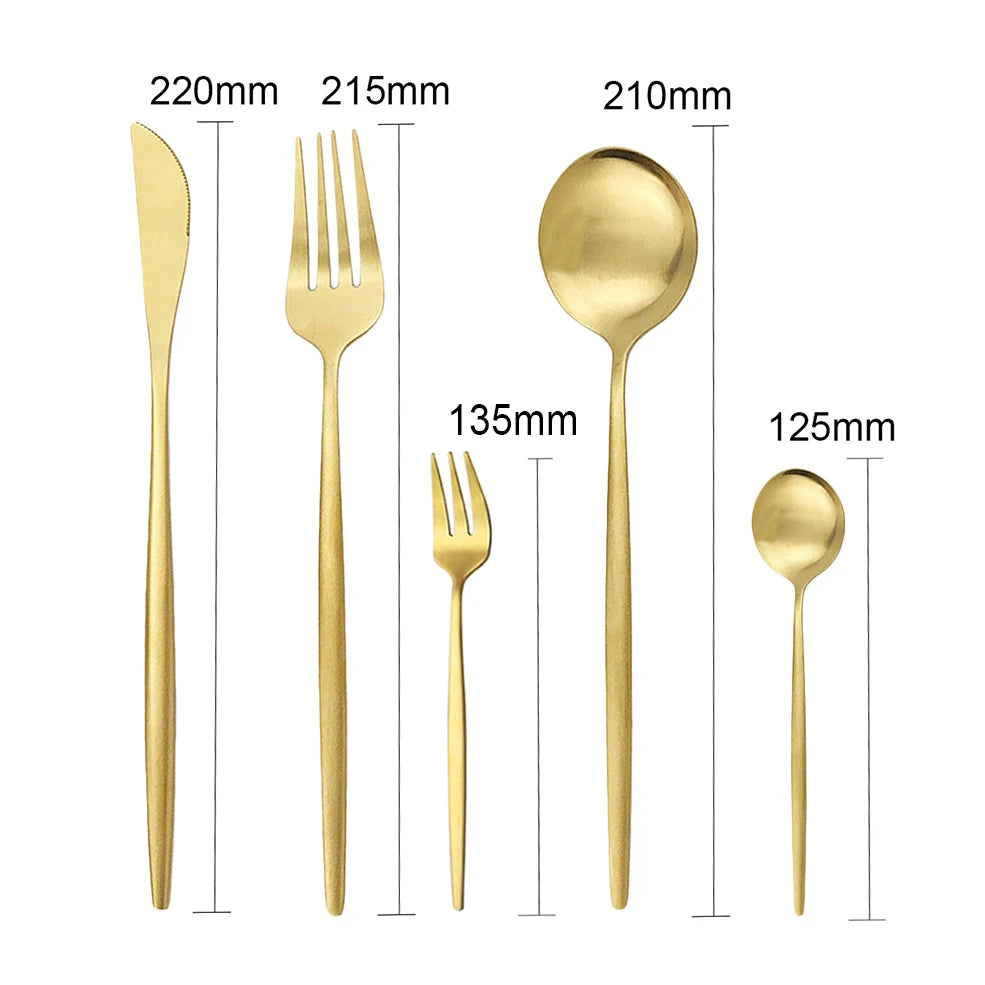 KNGZI 40Pcs Dinnerware Set &ndash; Elegant Matte Gold Cutlery