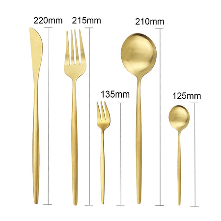 KNGZI 40Pcs Dinnerware Set &ndash; Elegant Matte Gold Cutlery