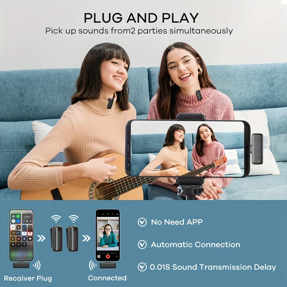 STFANTASY Wireless Lavalier Microphone with Charging Case for Android &amp; iOS