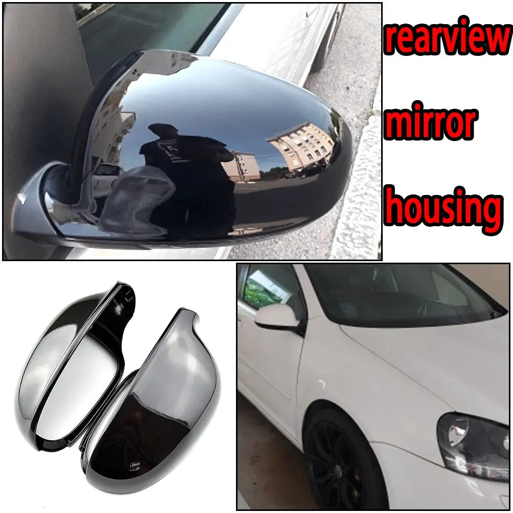 Side Wing Mirror Cover Caps Carbon Black ABS For VW Golf MK5 by InterCyprus Trading Ltd