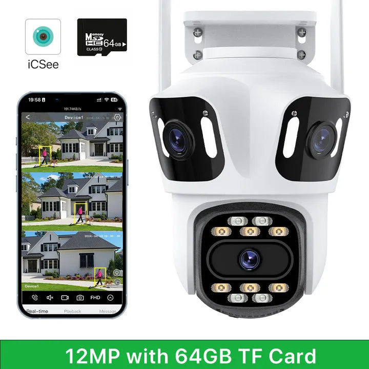 12MP WiFi PTZ Security Camera 12MP Add 64G / US Plug