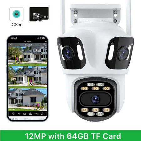 12MP WiFi PTZ Security Camera 12MP Add 64G / US Plug