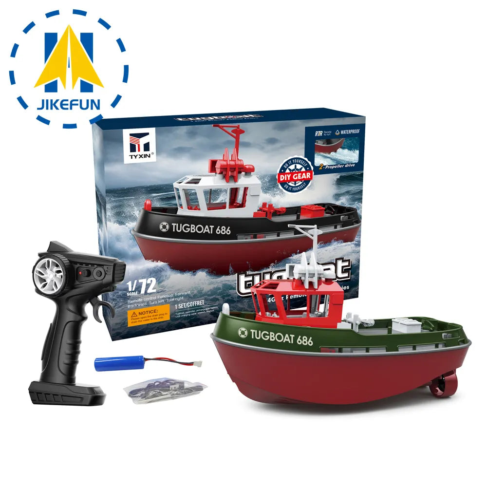 JIKEFUN 686 RC Tugboat 2.4G Dual Motor Remote Control Boat Model