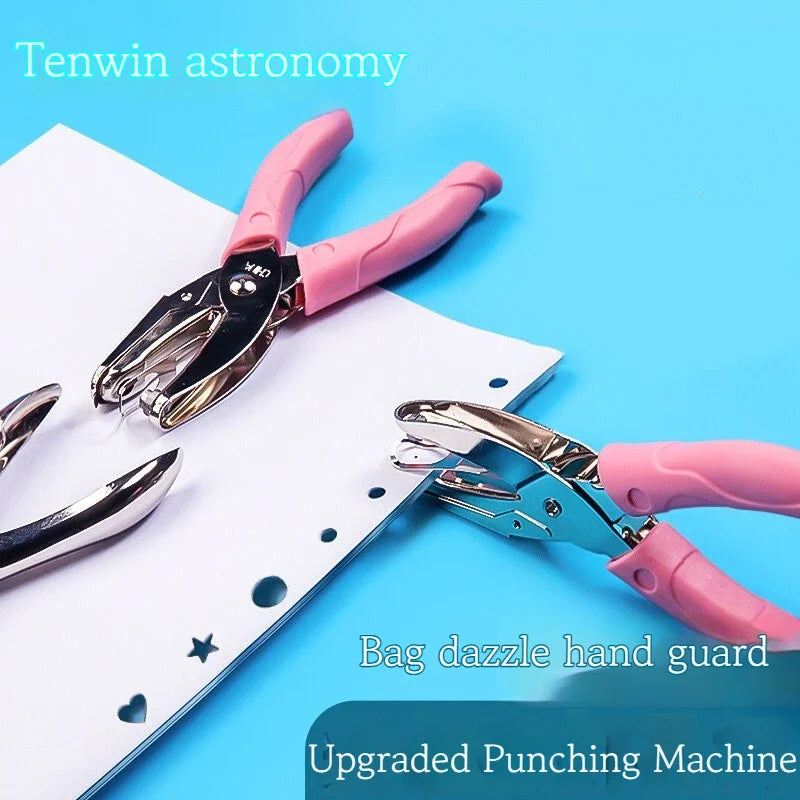 Pink Metal Single Hole Puncher 6mm for Scrapbooking and Crafts