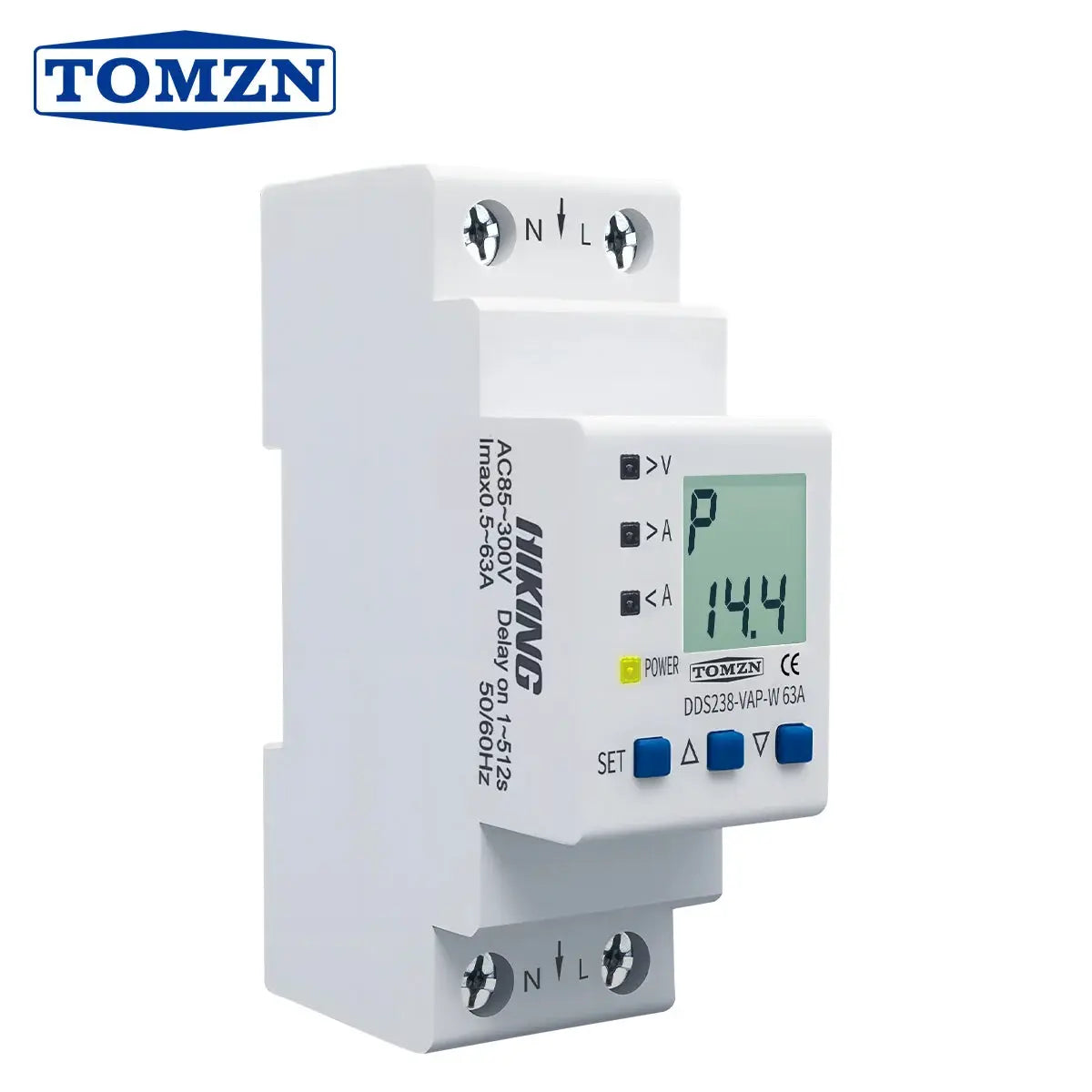 TOMZN Adjustable Overvoltage Undercurrent Protector Relay 63A 110230V V-I-kW-kWh Multi-Function Display | Water Level Control by InterCyprus Trading Ltd