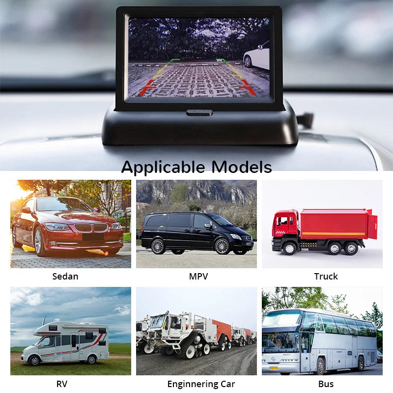 E-ACE 4.3 Inch Car Rear View Monitor - Folding Easy Install