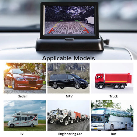 E-ACE 4.3 Inch Car Rear View Monitor - Folding Easy Install