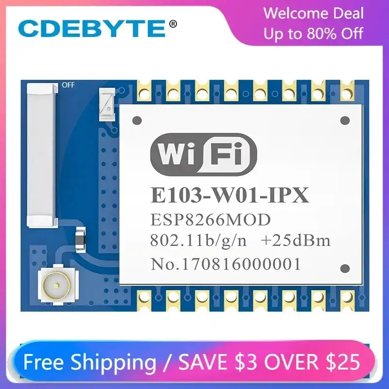 ESP8266EX 2.4GHz UART WiFi Module 20dBm SMD Ceramic Antenna Default Title