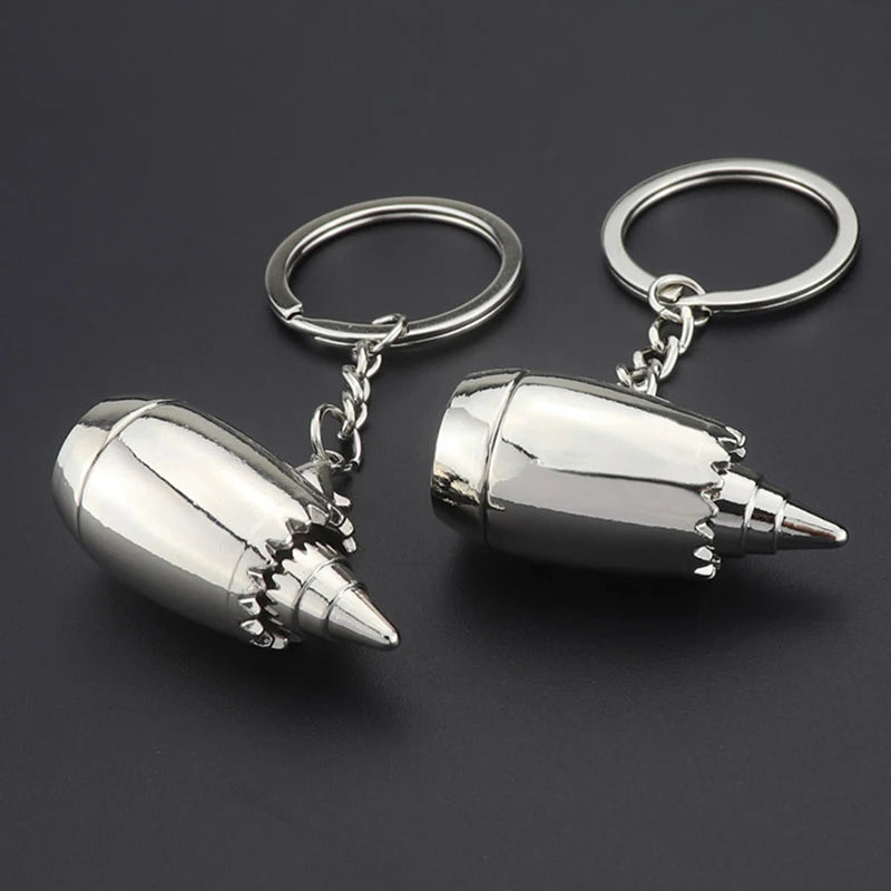 Trendy Metal Jet Engine Keychain for Men - Fashionable Car and Bag Accessory