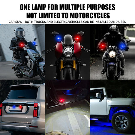Motorcycle LED Mirror Light &ndash; Dual Color Flashing Police Warning Lights