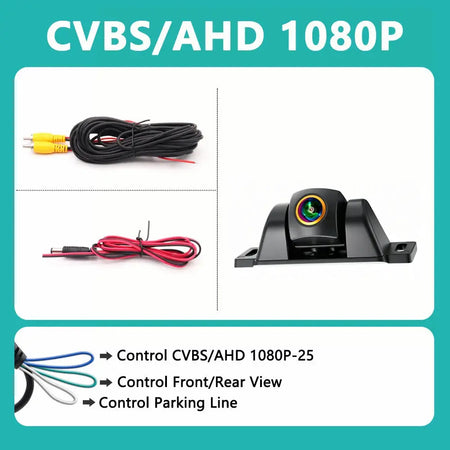 AHD 720P CCD Fisheye Car Reverse Camera 170° Wide Angle CVBS NTSC Switchable Front/Rear View Waterproof Vehicle Backup Parking by InterCyprus Trading Ltd