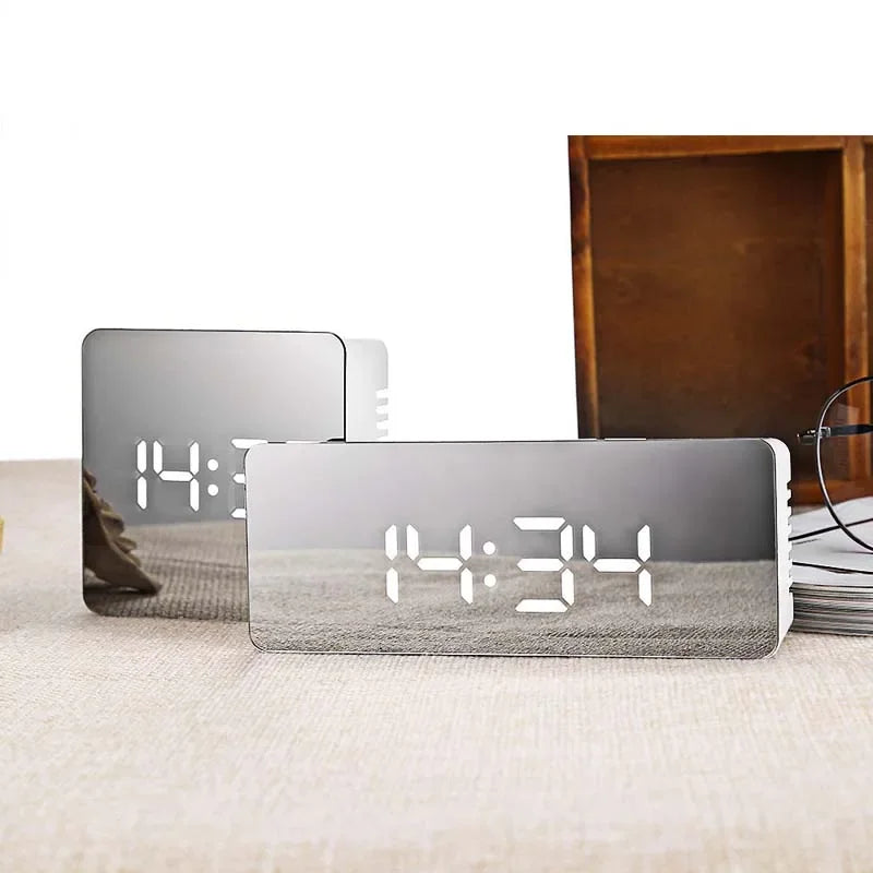 LED Mirror Alarm Clock &ndash; Large Display with Snooze Function