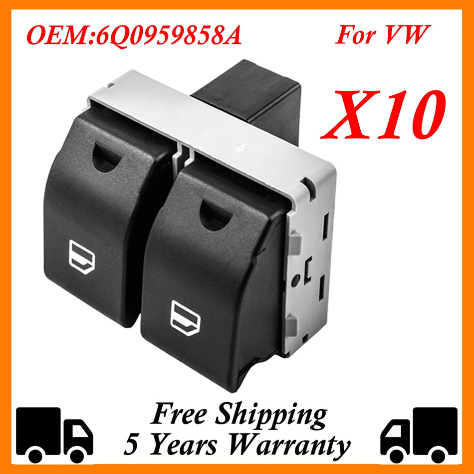 10 Pcs ABS Window Control Switch for VW Seat Ibiza Cordoba Polo 9N 6Q0959858