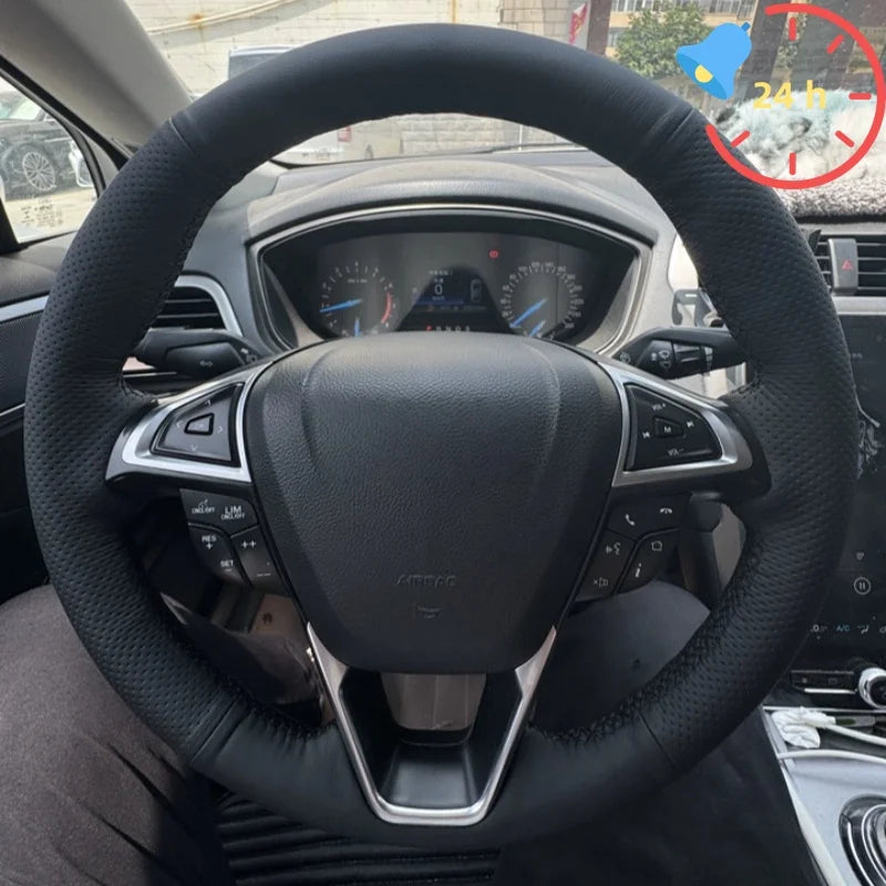 Housse de volant en cuir antidérapant pour Ford Fusion Mondeo Edge