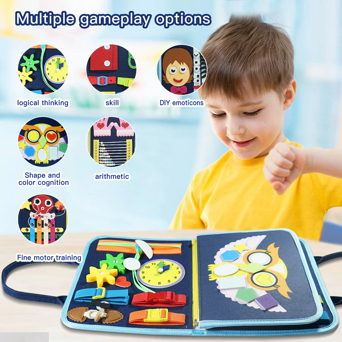 7-in-1 Montessori Busy Board &ndash; Fine Motor Skill Development