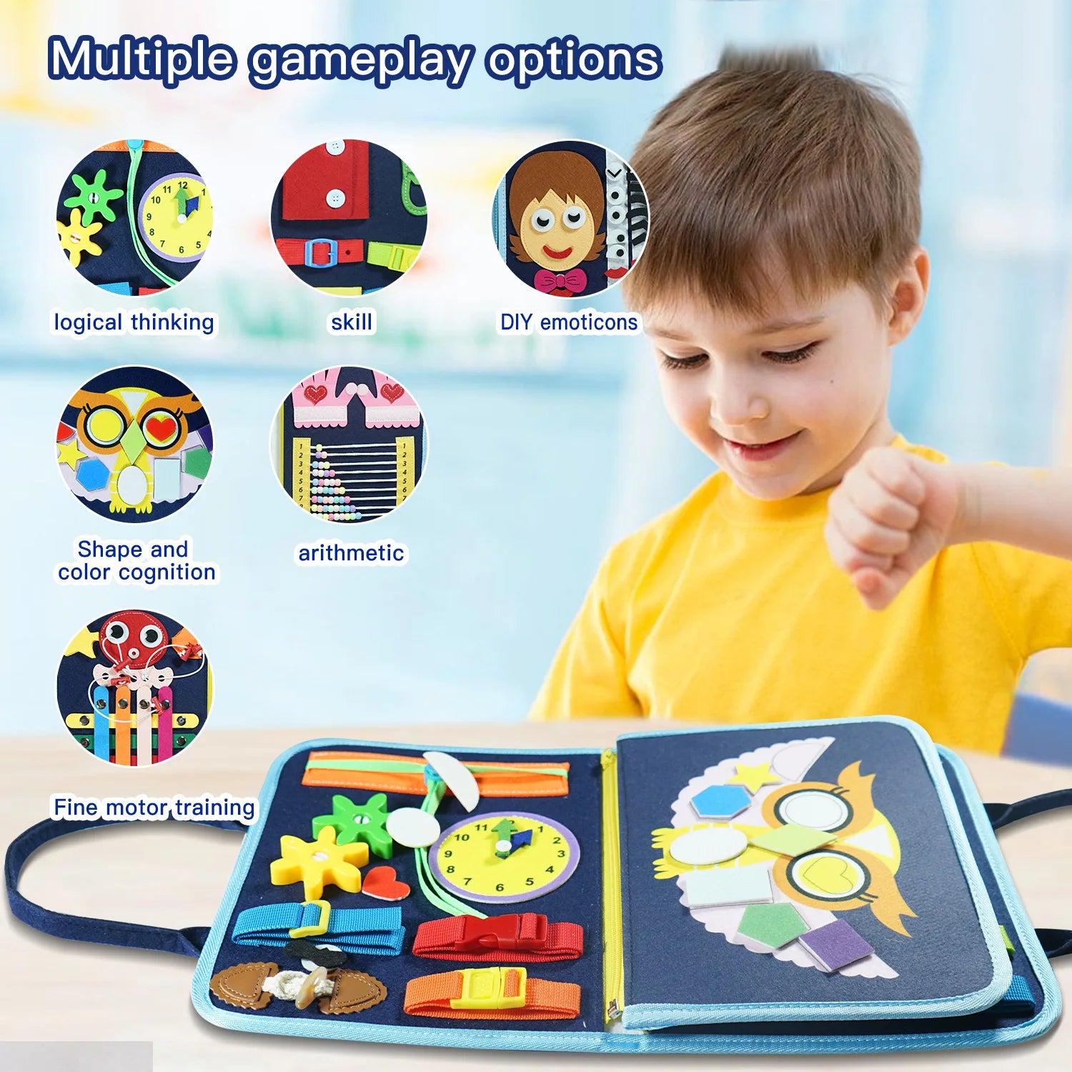 7-in-1 Montessori Busy Board &ndash; Fine Motor Skill Development