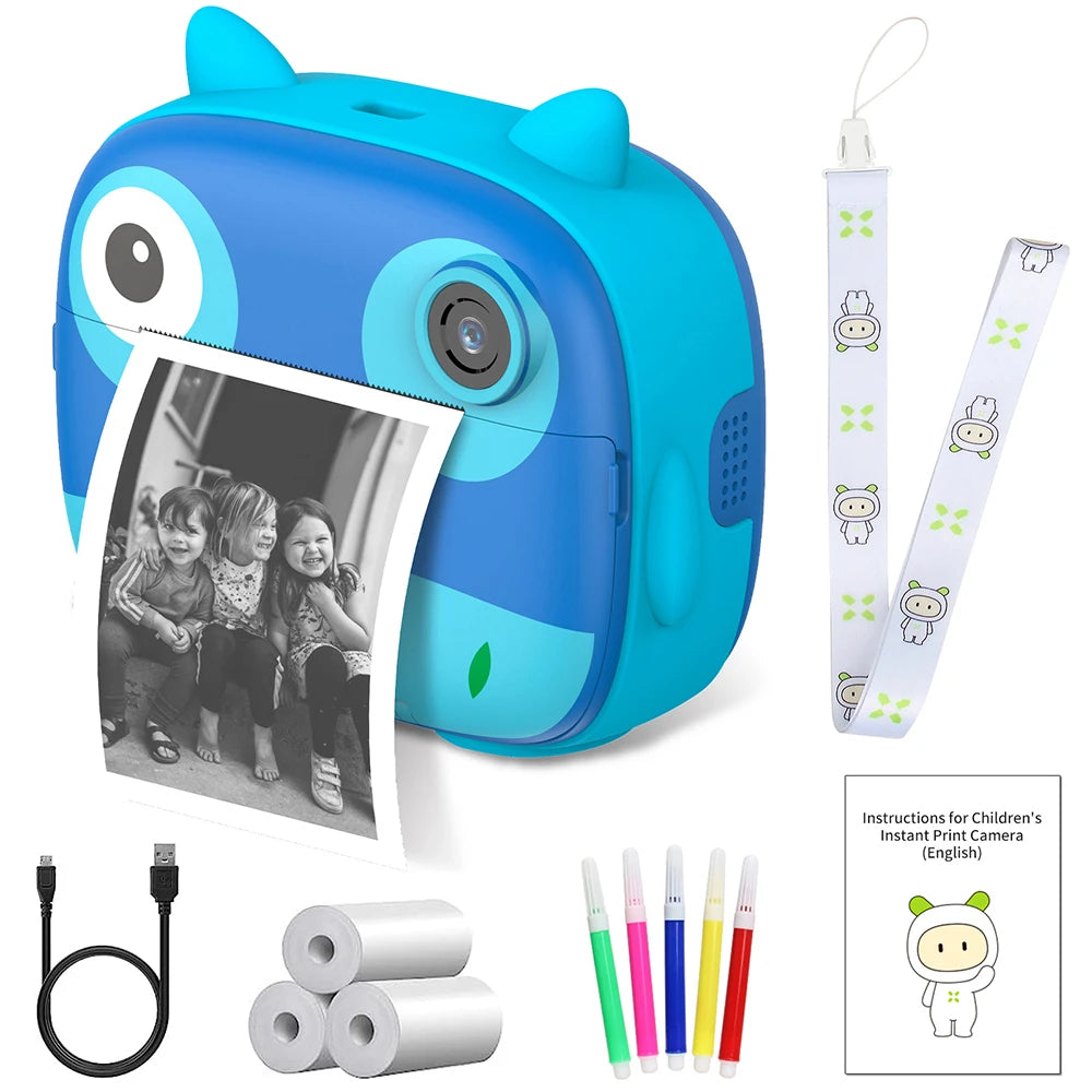 9IMOD Instant Print Camera for Kids - 2.4inch 1080P Selfie &amp; Video Owl without  Card