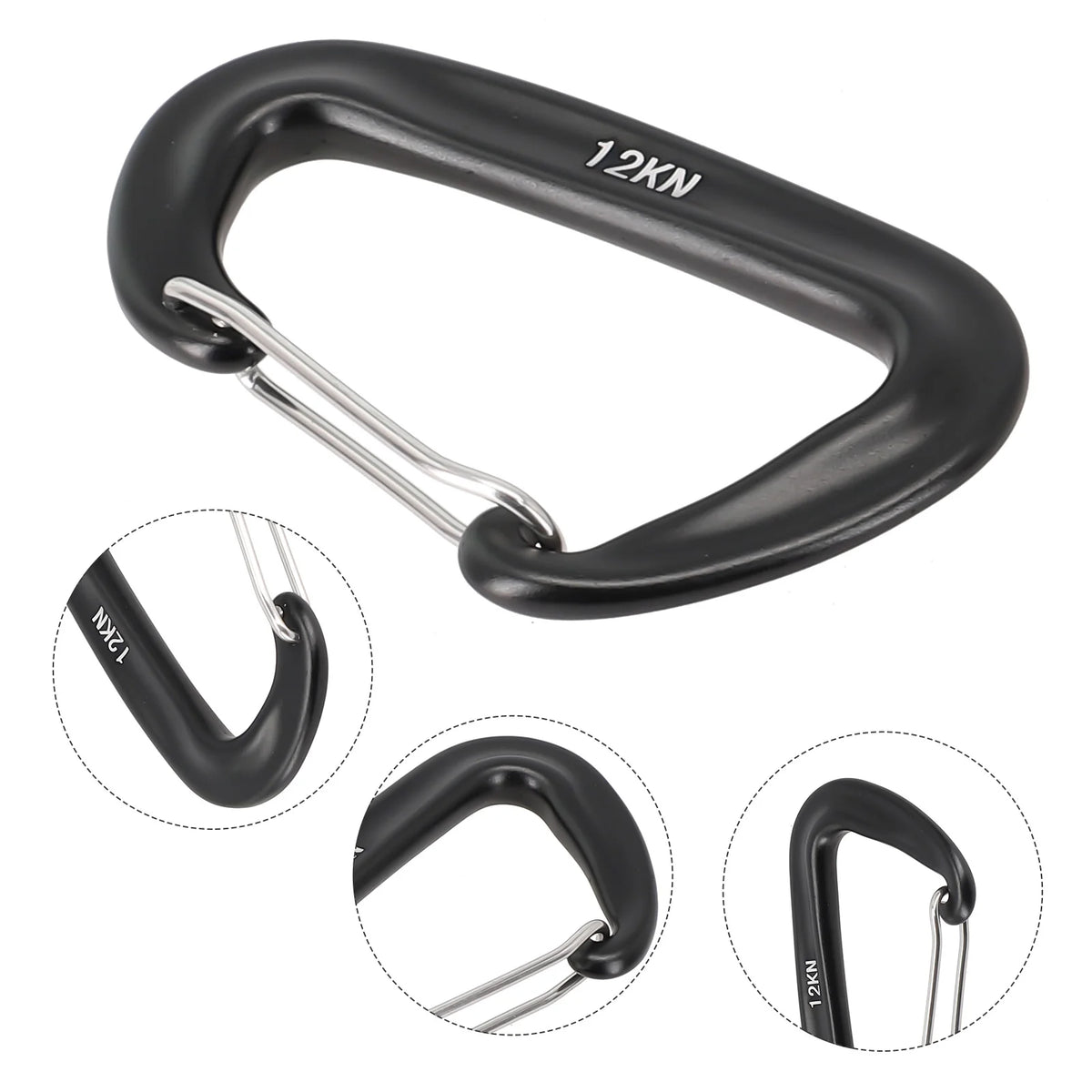12KN Aluminium Carabiner D Shape Snap Clip Hook For Climbing Backpack Hook D Shape Professional Carabiner Security Clip Hook