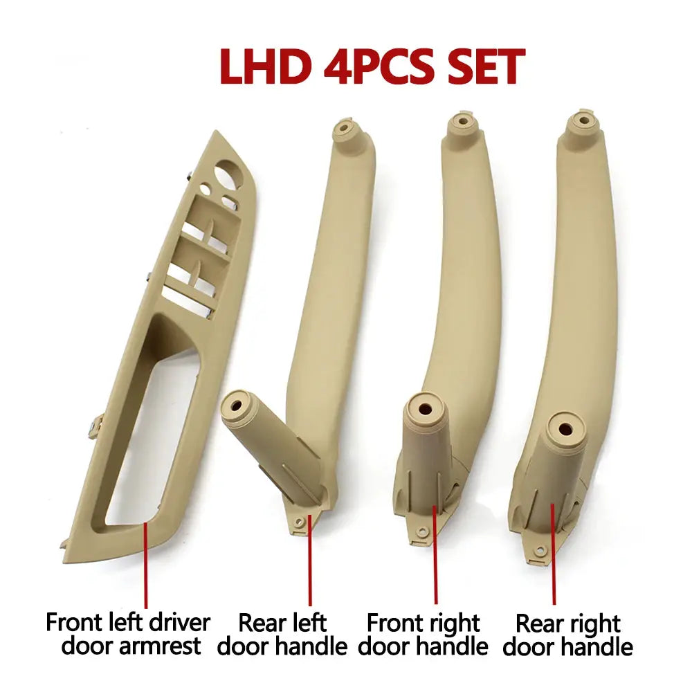 4PCS Set Car Front Driver Door Handle Armrest Cover Interior Door Pull Handle Panel Trim Cover For BMW X5 X6 E70 E71 2007-2013 by InterCyprus Trading Ltd