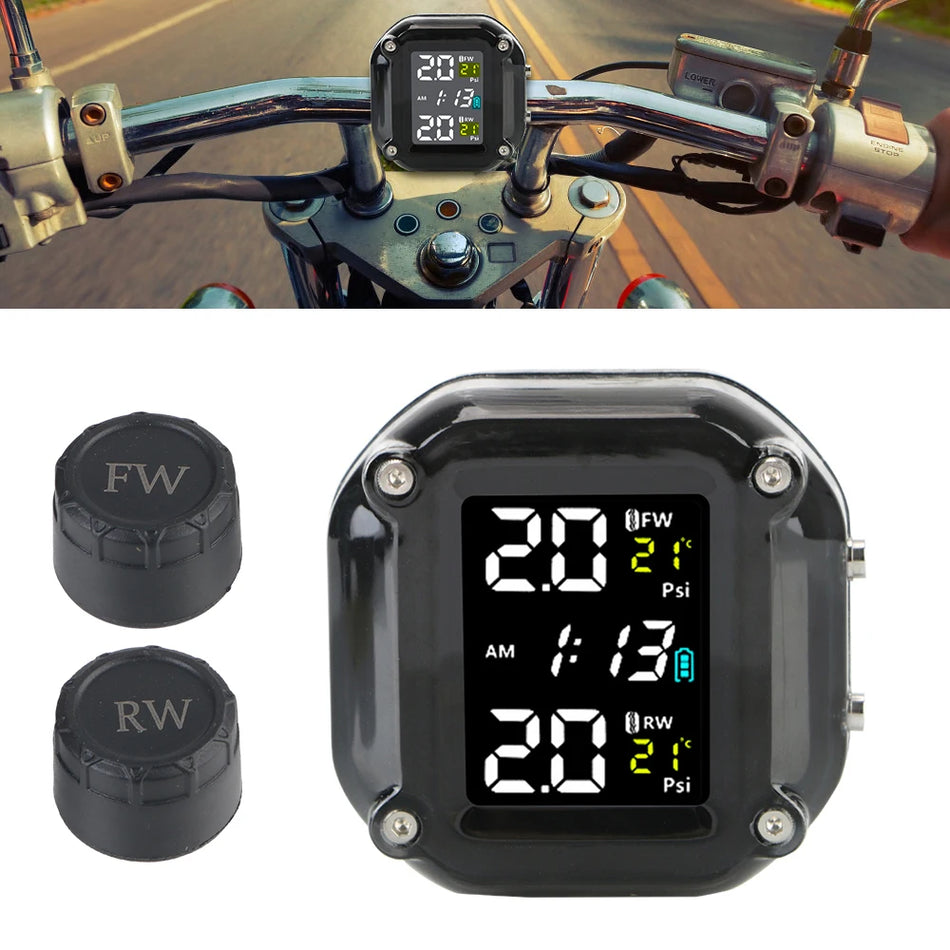 Kawasaki Z750 TPMS with Digital Clock, 2 Sensors Tire Pressure Monitor