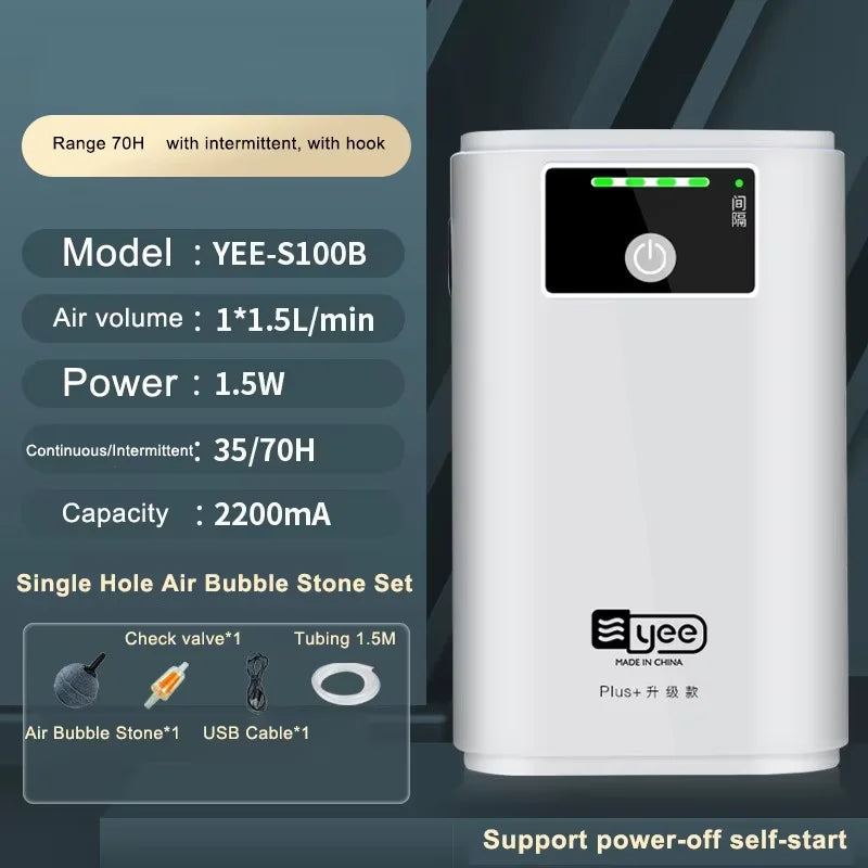 Choice Aquarium Oxygen Pump &ndash; Portable Quiet USB Battery YEE-S100B Stone