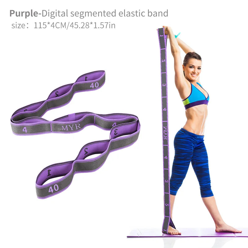 Elastic Yoga Stretching Strap with Loops for Ballet, Leg, and Body Purple / CHINA