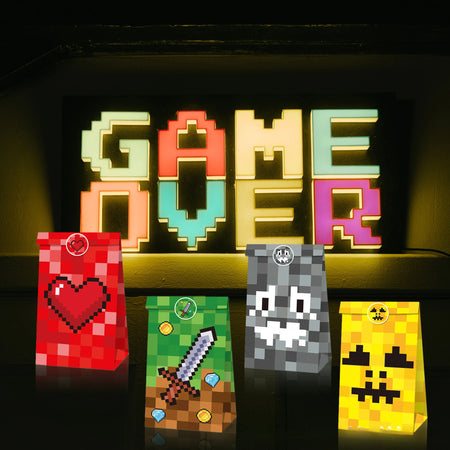 Game Pixel Mosaic Kraft Paper Candy Bags - 12/24/48pcs for Kids Parties