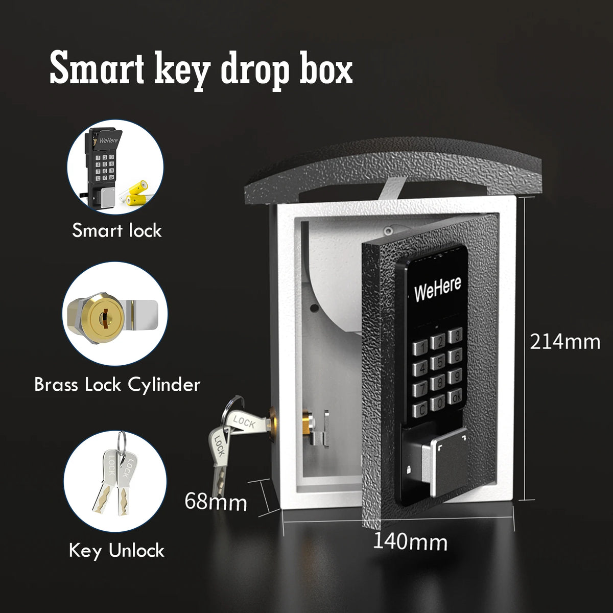KB521 Password Smart Key Lock Box Wall Mount &ndash; Four Unlocks