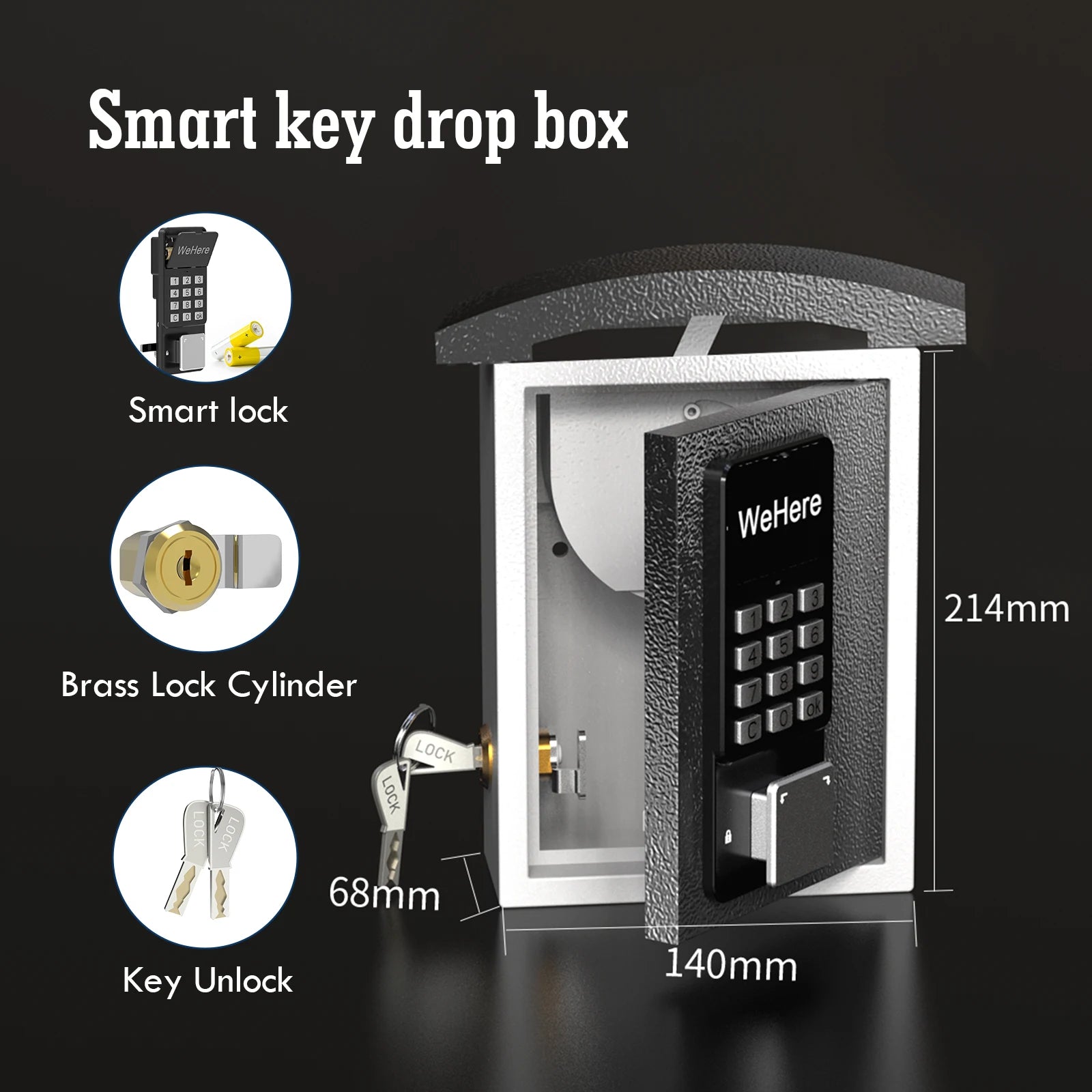 KB521 Password Smart Key Lock Box Wall Mount &ndash; Four Unlocks