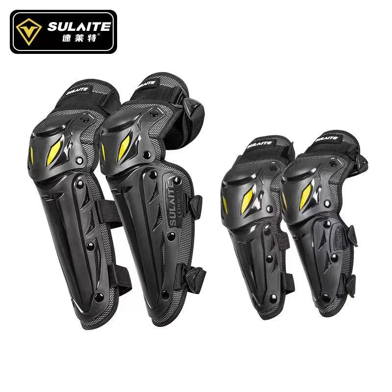 SULAITE Motorcycle Protective Gear Kit: Elbow &amp; Knee Pads Silver Suit